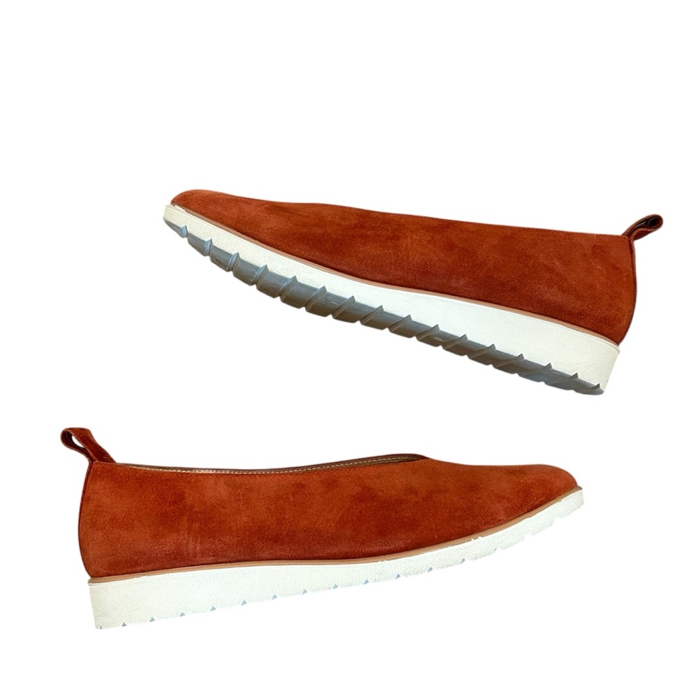 Eileen Fisher Rust Brick Wedge Ballet Suede Loafers Flats 8 - Picture 4 of 9